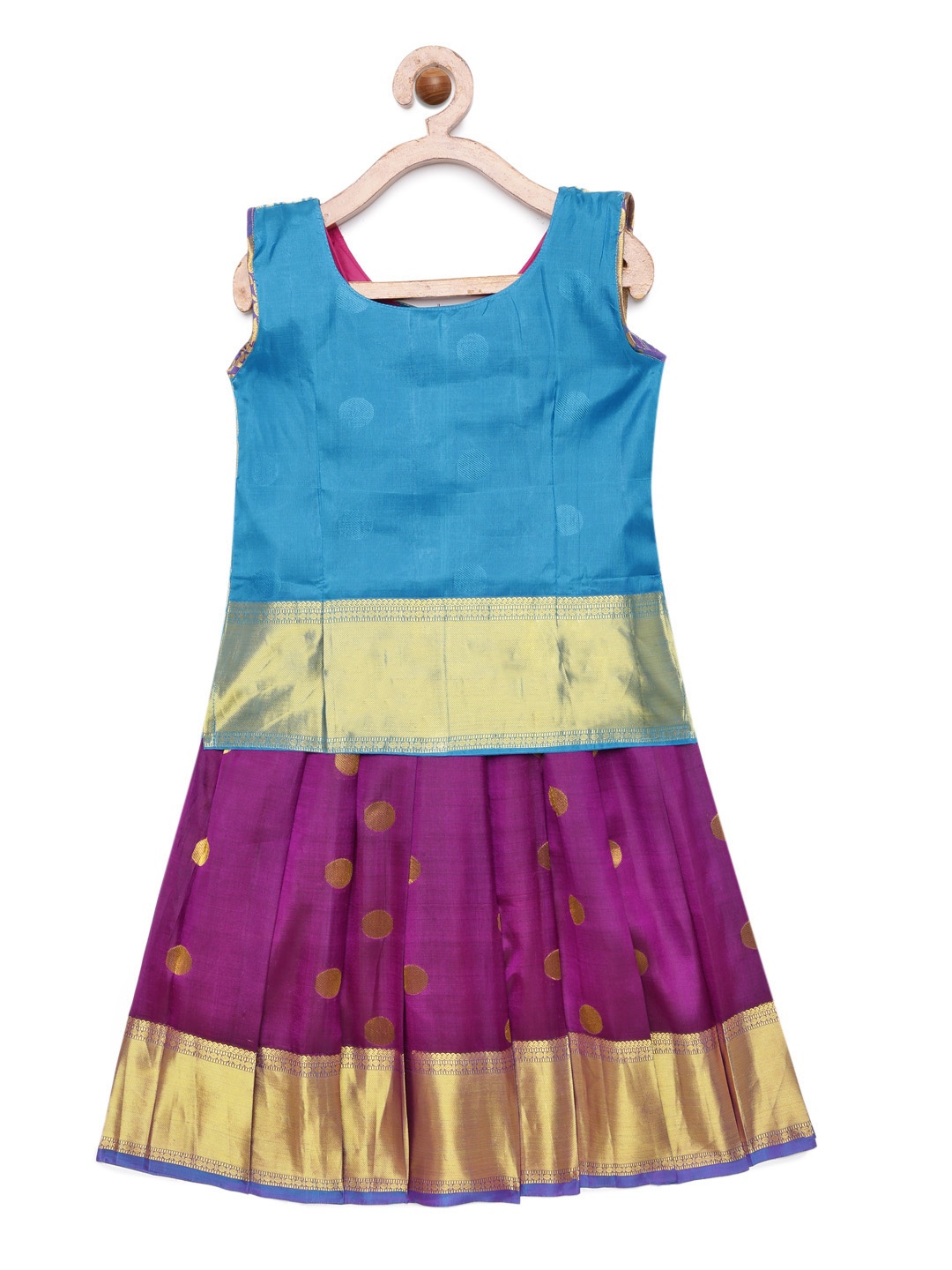 

Kanakadara Girls Blue & Purple Ready to Wear Pavadai Set