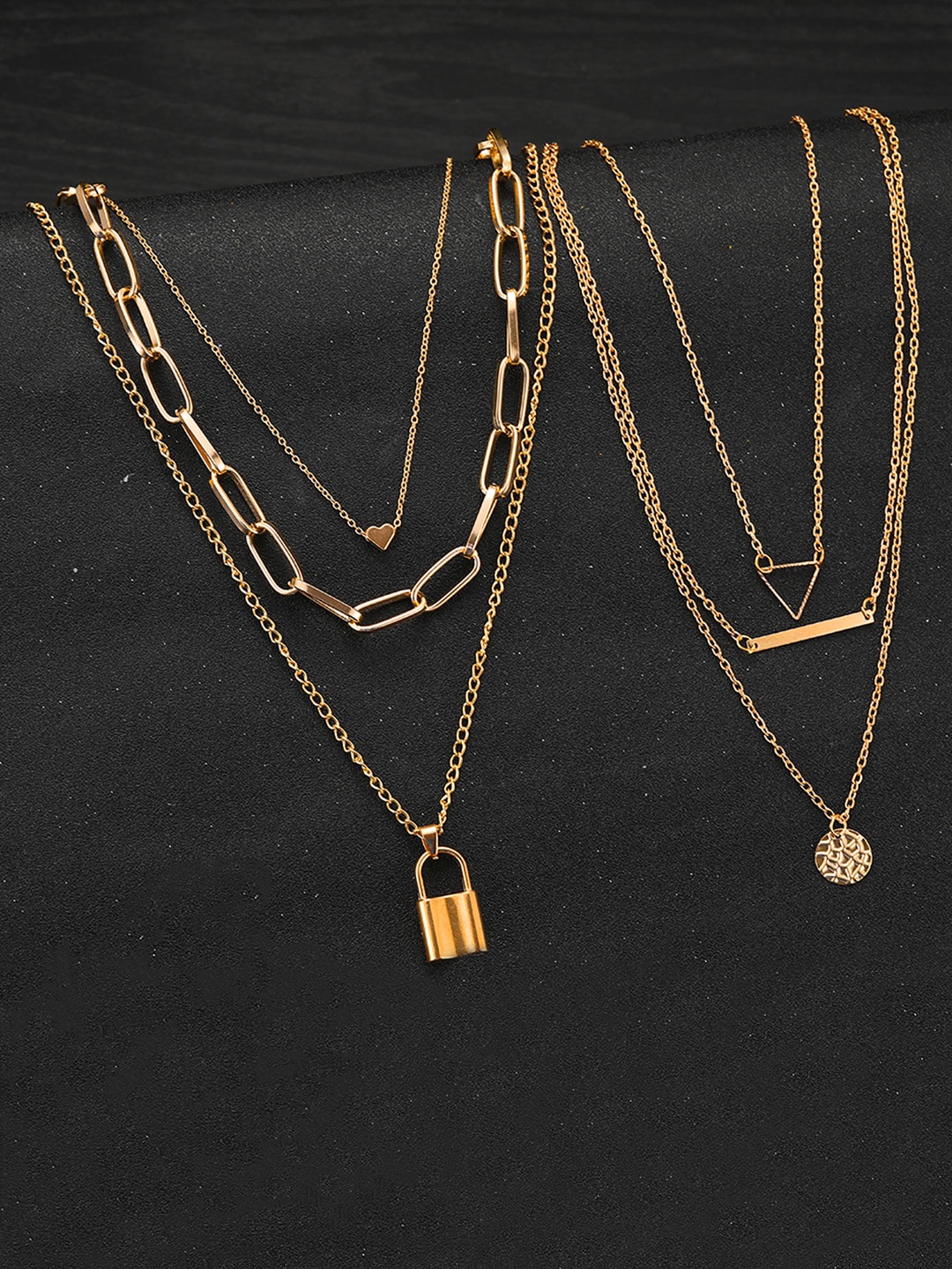 

Jewels Galaxy Women Gold-Toned Brass Gold-Plated Layered Necklace