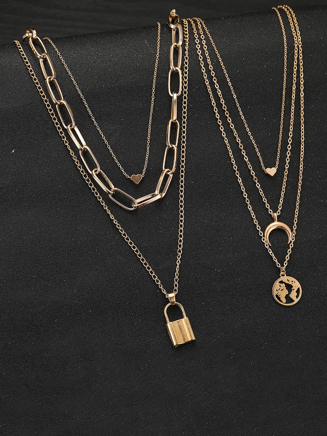 

Jewels Galaxy Set of 2 Gold-Toned & Gold-Plated Layered Necklaces