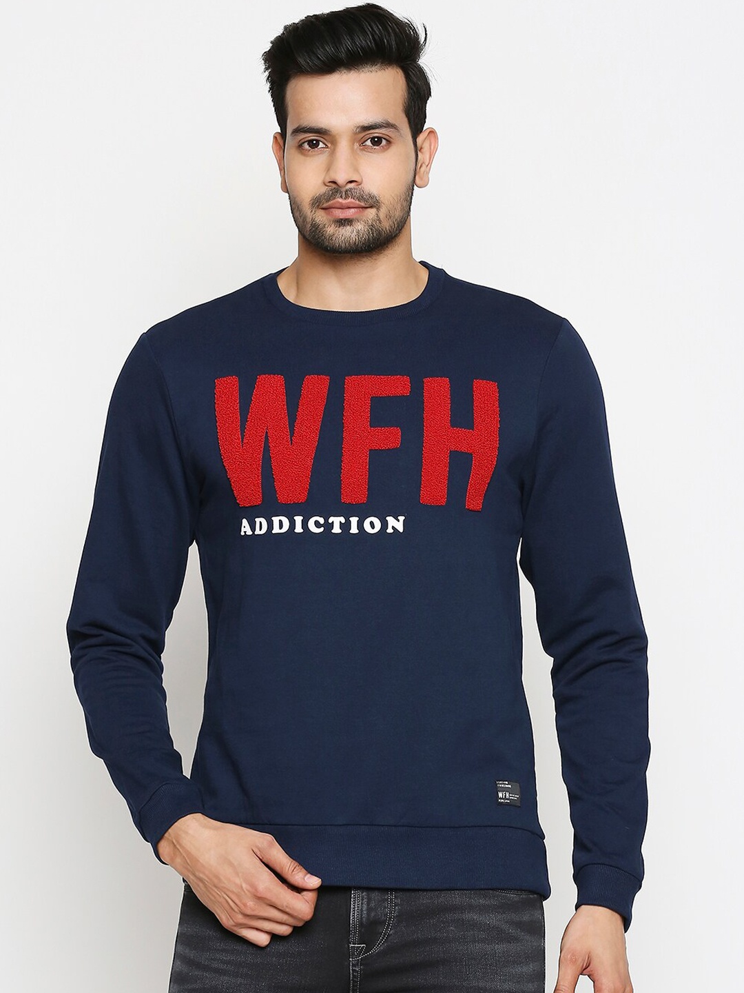 

People Men Navy Blue Printed Sweatshirt