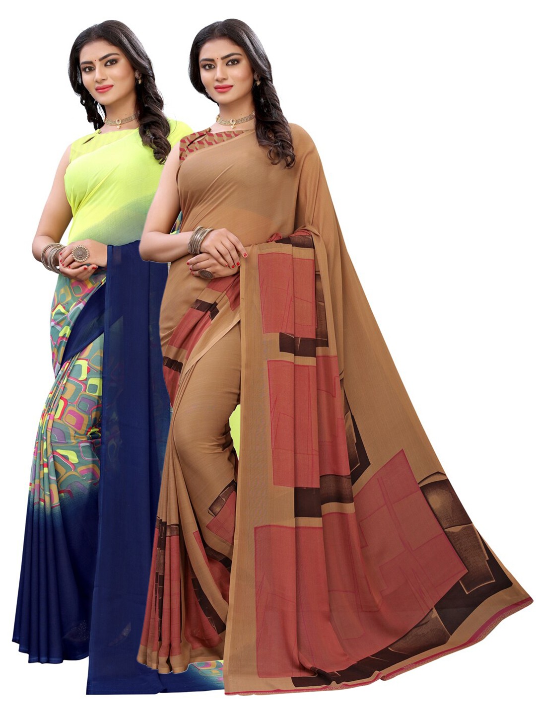 

KALINI Multicoloured Set of 2 Printed Saree, Multi