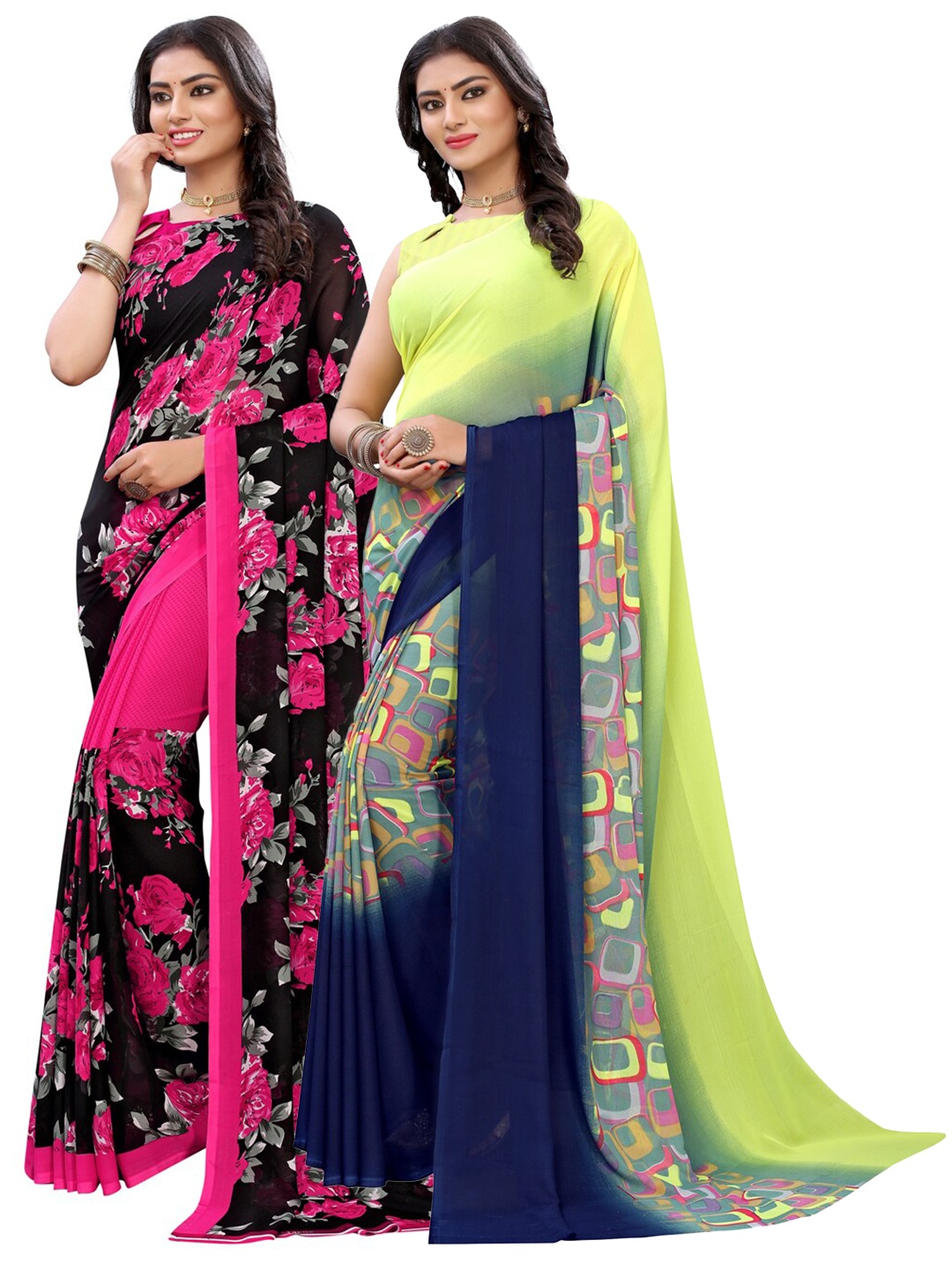 

KALINI Multicoloured Set of 2 Printed Saree, Multi