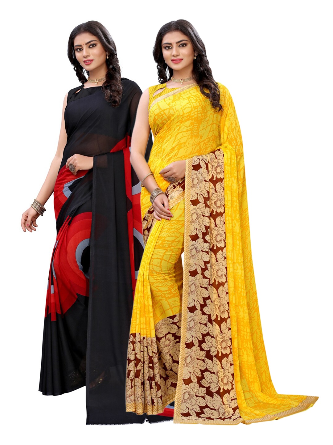 

KALINI Multicoloured Set of 2 Printed Saree, Multi