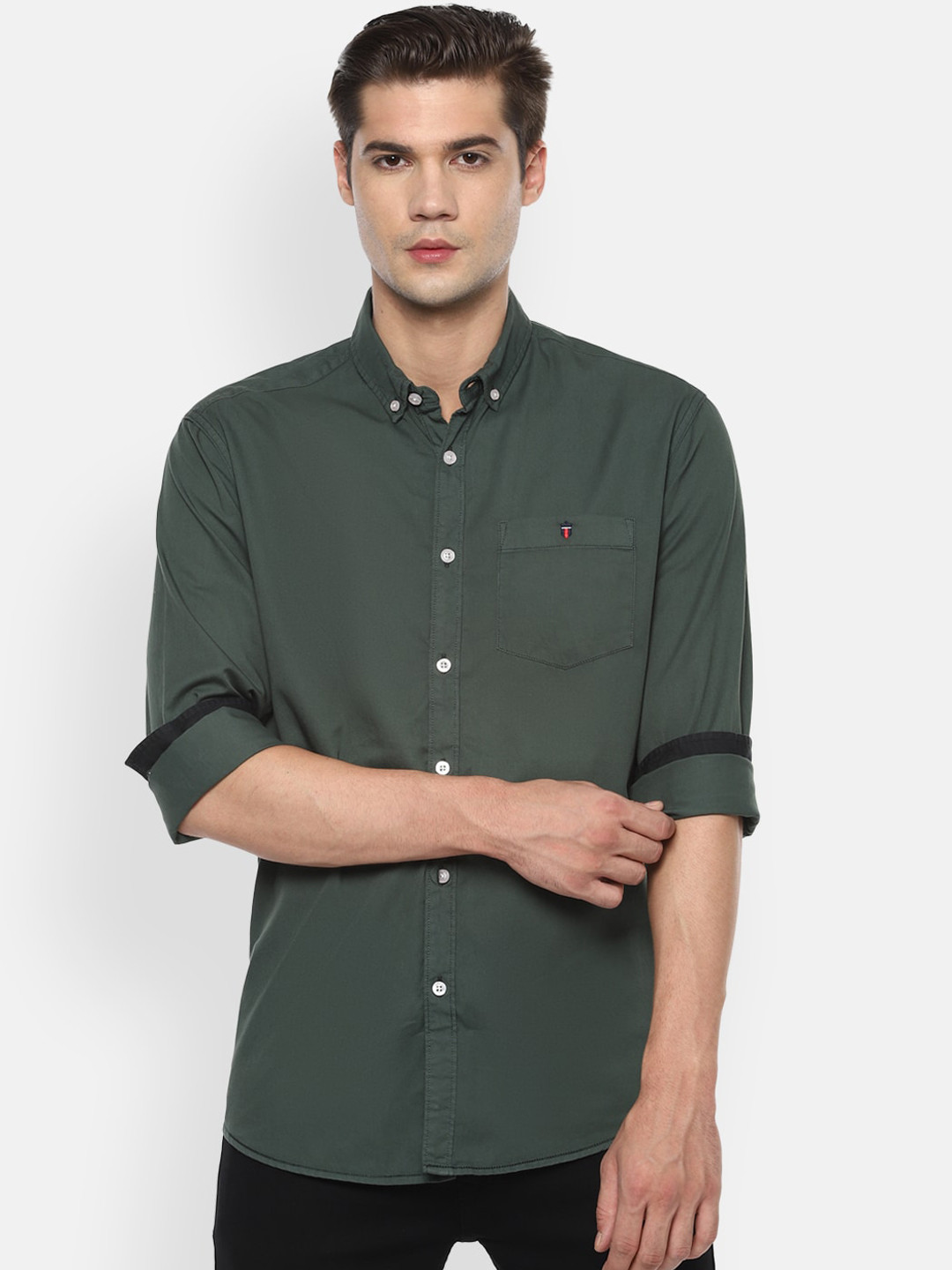 

Louis Philippe Jeans Men Green Slim Fit Casual Shirt
