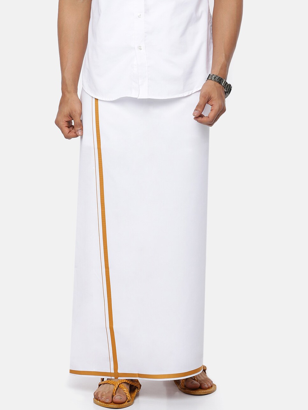 

Ramraj Men White Solid Pure Cotton Dhoti