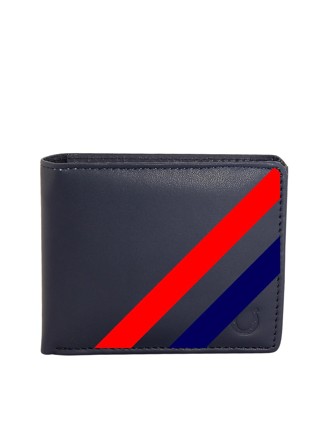 

Blacksmith Men Navy Blue & Red Striped Two Fold Wallet