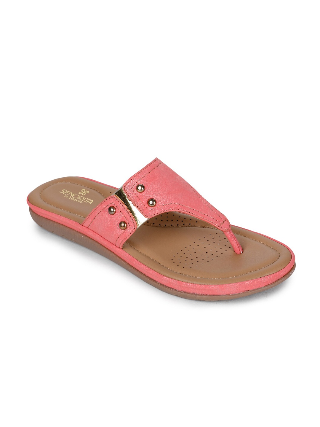 

Liberty Women Pink & Gold-Toned One Toe Rubber Thong Flip-Flops