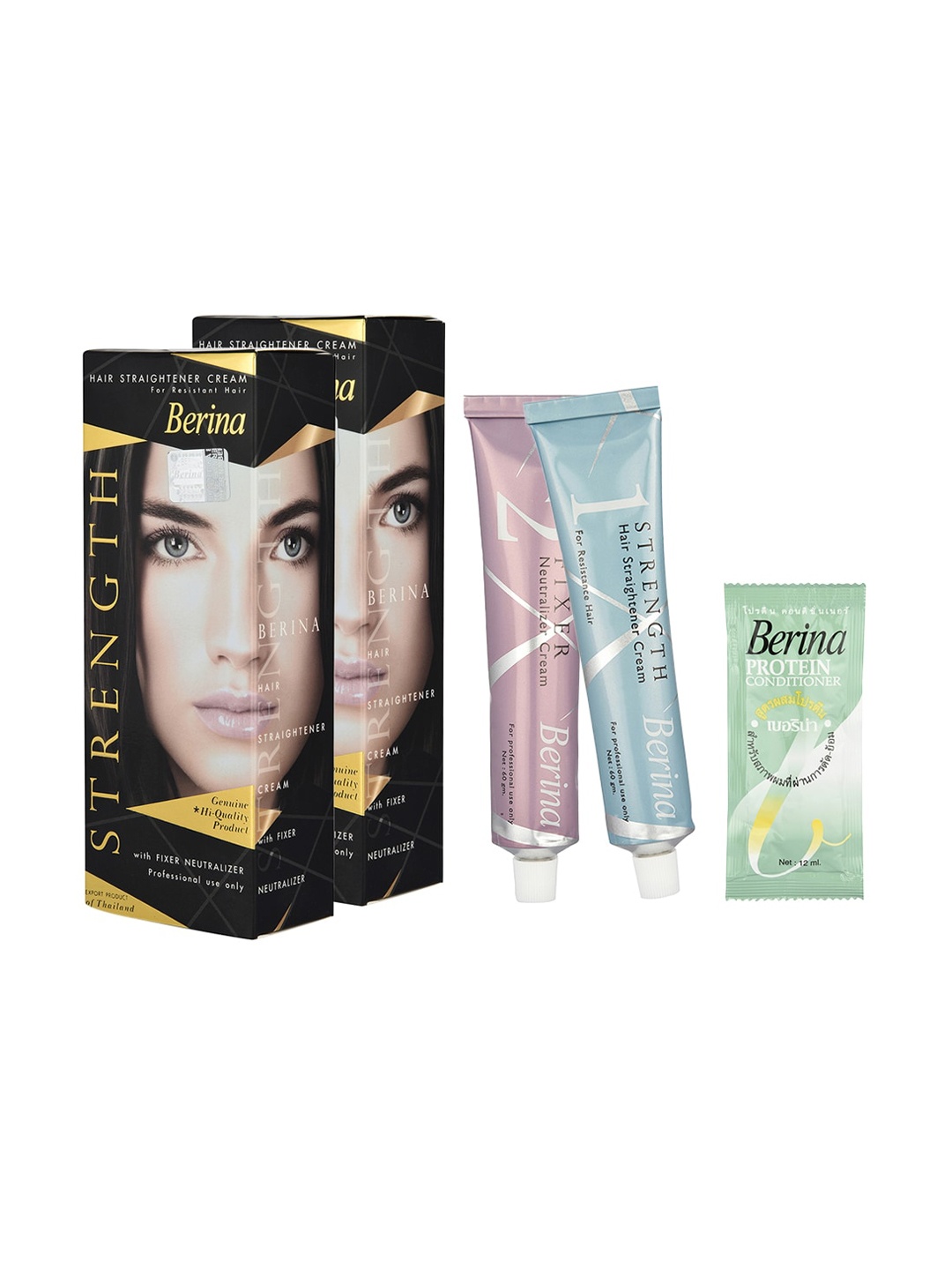 

Berina Pack of 2 Hair Straightener Cream 60g Each, Black