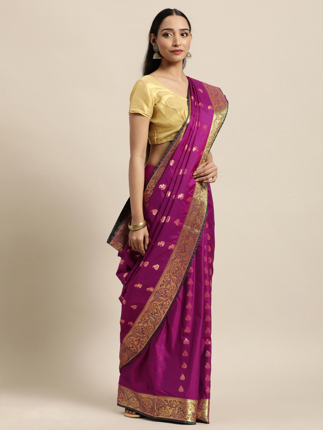 

Thara Saree Violet & Green Woven Design Zari Art Silk Kanjeevaram Sarees