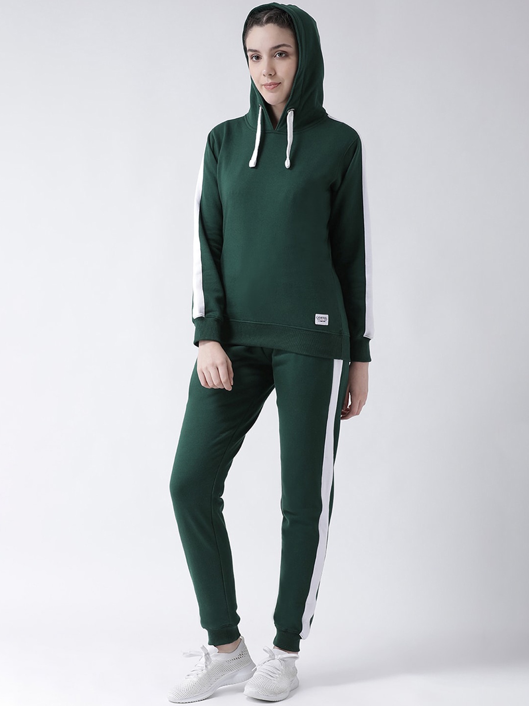 

GRIFFEL Women Green & White Solid Cotton Tracksuit