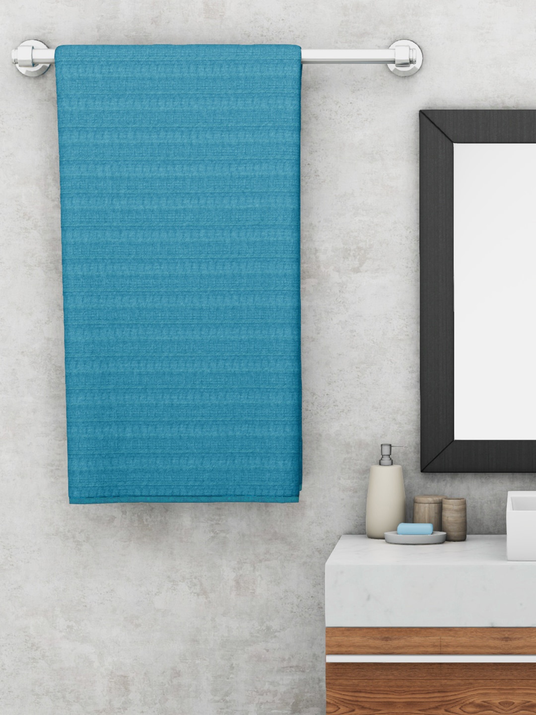 

KOPA Blue Solid 300 GSM Quick-Dry Pure Cotton Bath Towel