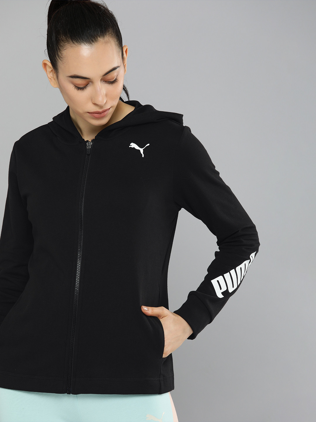 

Puma Women Black Modern Sports Full-Zip dryCELL Hoodie Sweatshirt