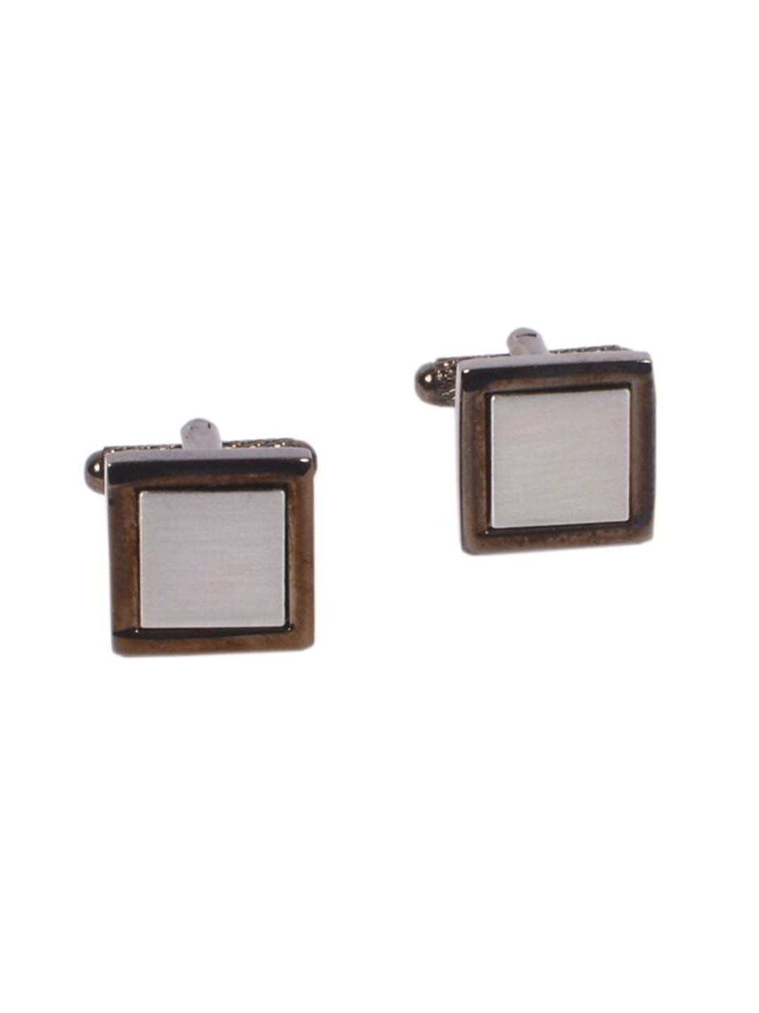 

Alvaro Castagnino Silver-Toned & Brown Cufflink