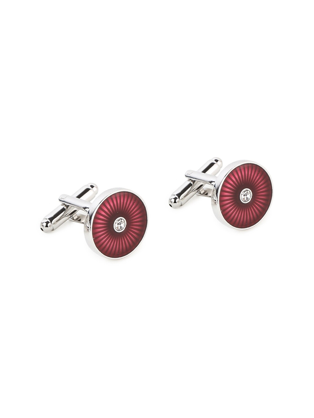 

Alvaro Castagnino Maroon & Silver-Toned Round Cufflink