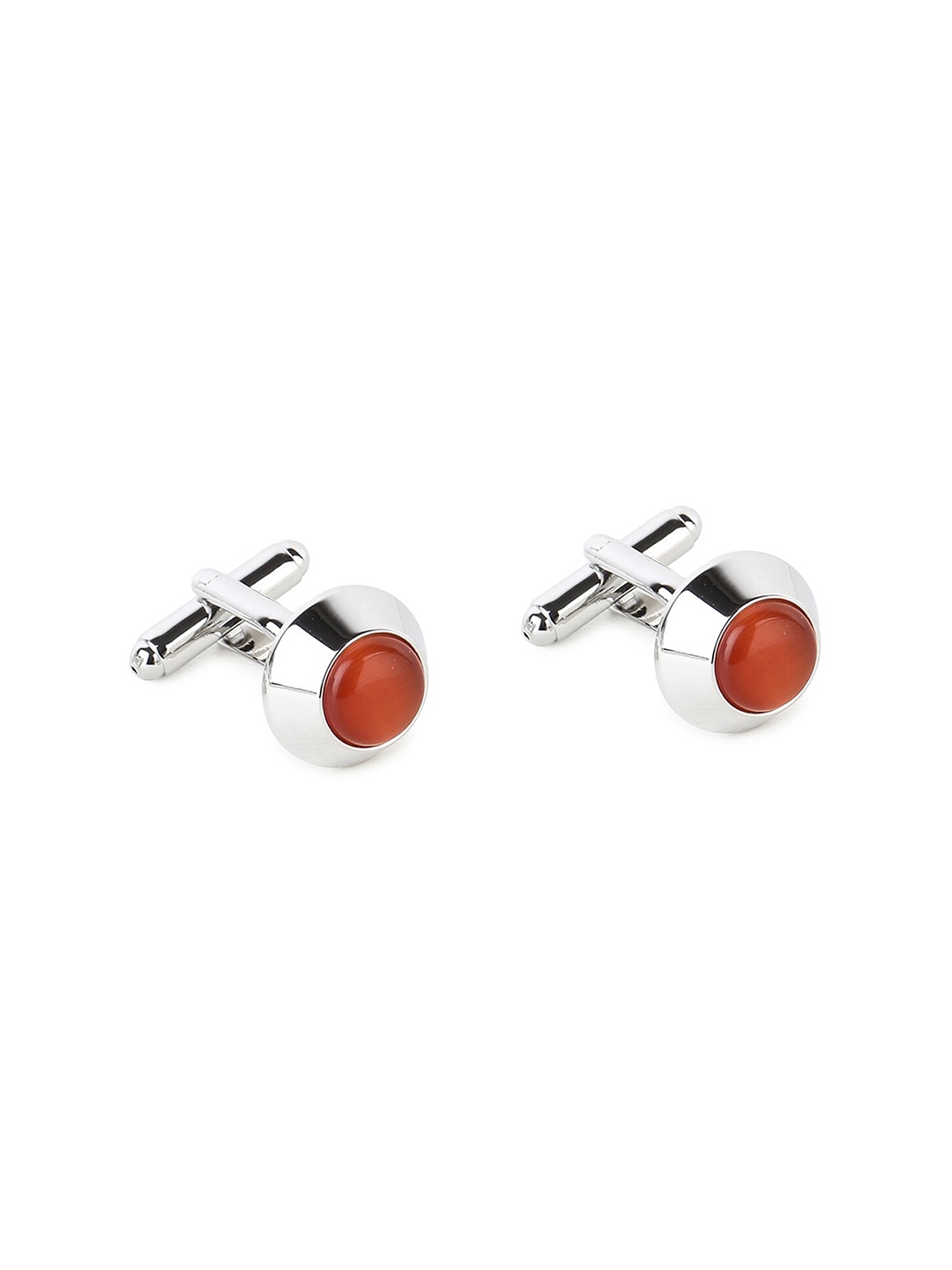 

Alvaro Castagnino Brown & Silver-Toned Geometric Cufflink