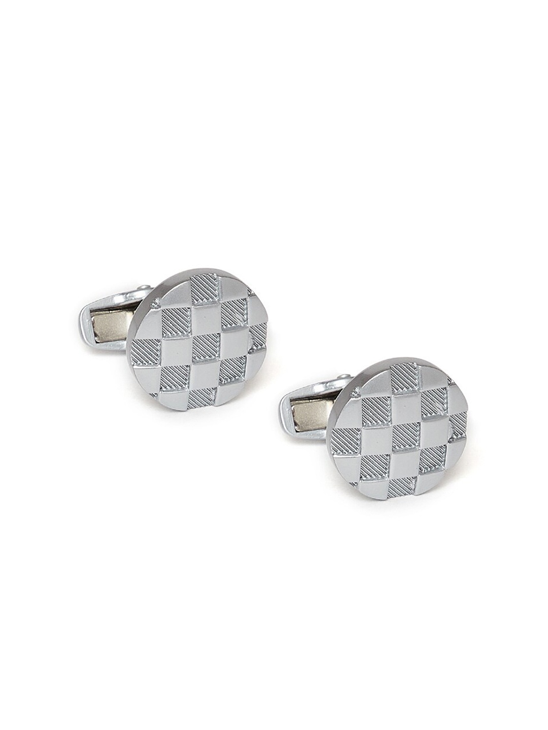 

Alvaro Castagnino Grey & Silver-Toned Round Cufflink