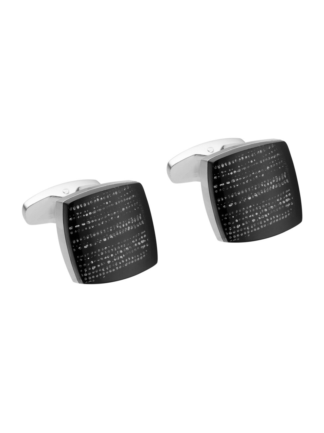 

Alvaro Castagnino Black & Silver-Toned Square Cufflink