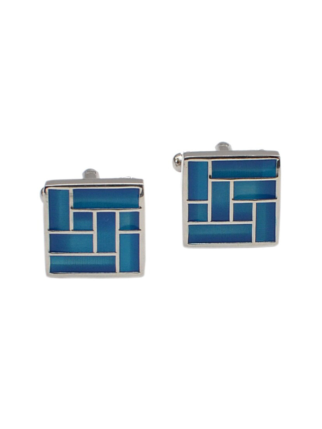 

Alvaro Castagnino Blue & Silver-Toned Square Cufflink