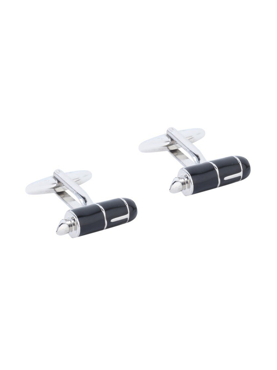 

Alvaro Castagnino Black & Silver-Toned Geometric Cufflink