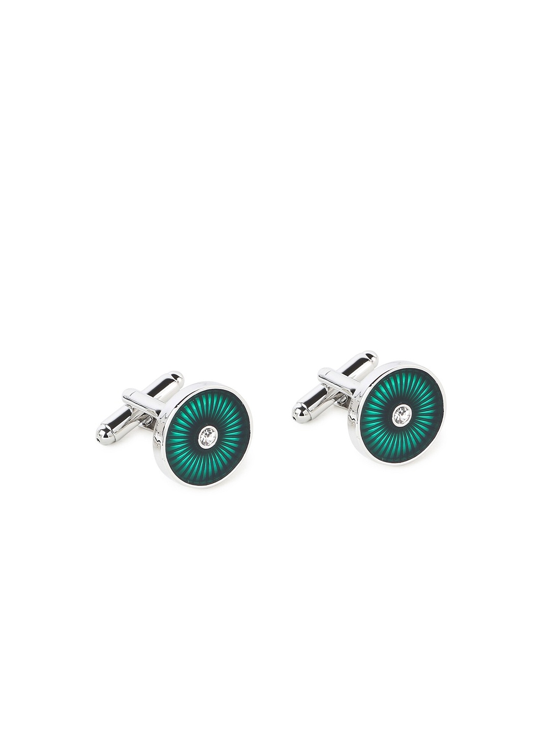 

Alvaro Castagnino Green & Silver-Toned Cufflinks