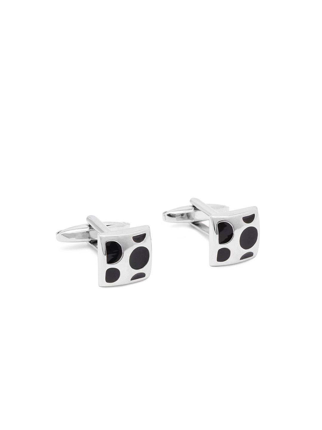 

Alvaro Castagnino Black & Silver-Toned Square Cufflink