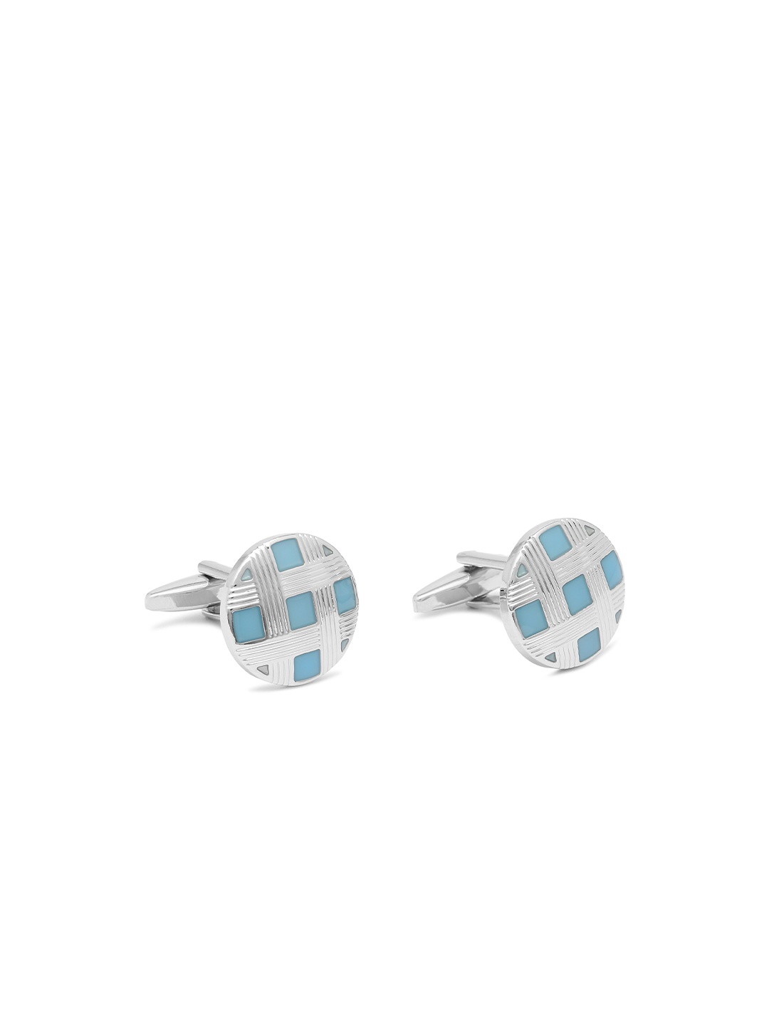 

Alvaro Castagnino Blue & Silver-Toned Round Cufflink