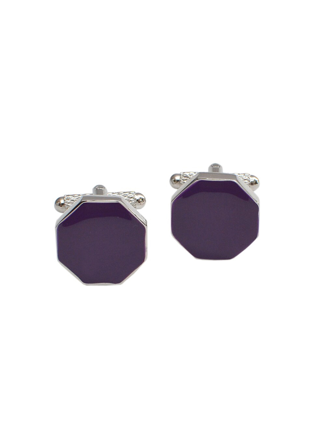 

Alvaro Castagnino Purple & Silver-Toned Diamond Shaped Cufflinks