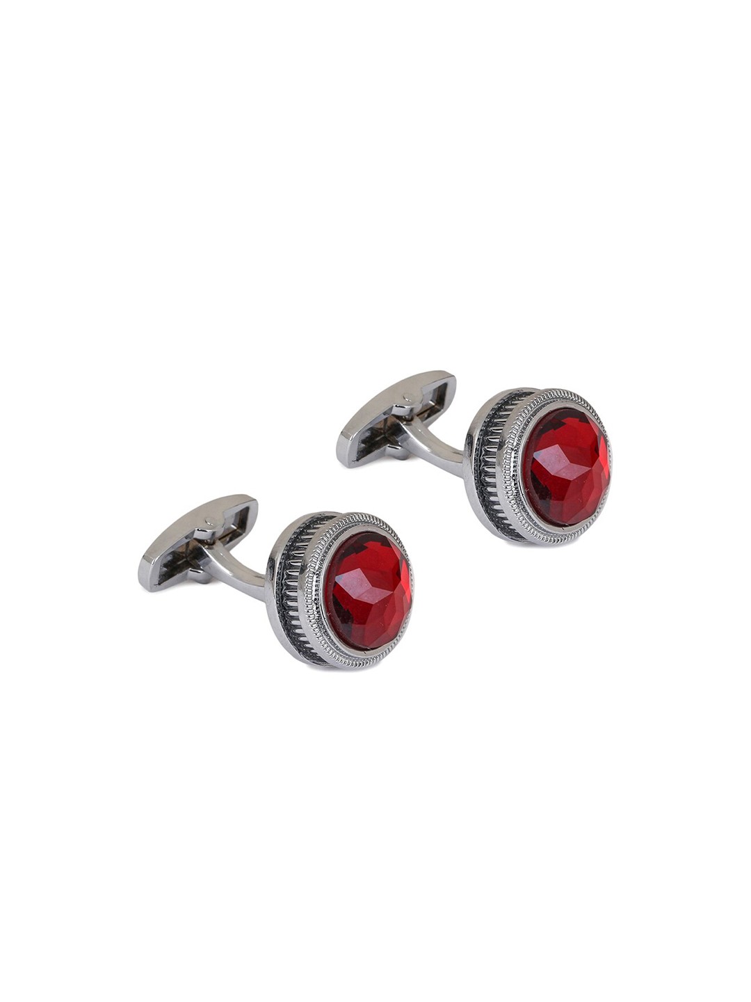 

Alvaro Castagnino Maroon & Silver-Toned Round Cufflink