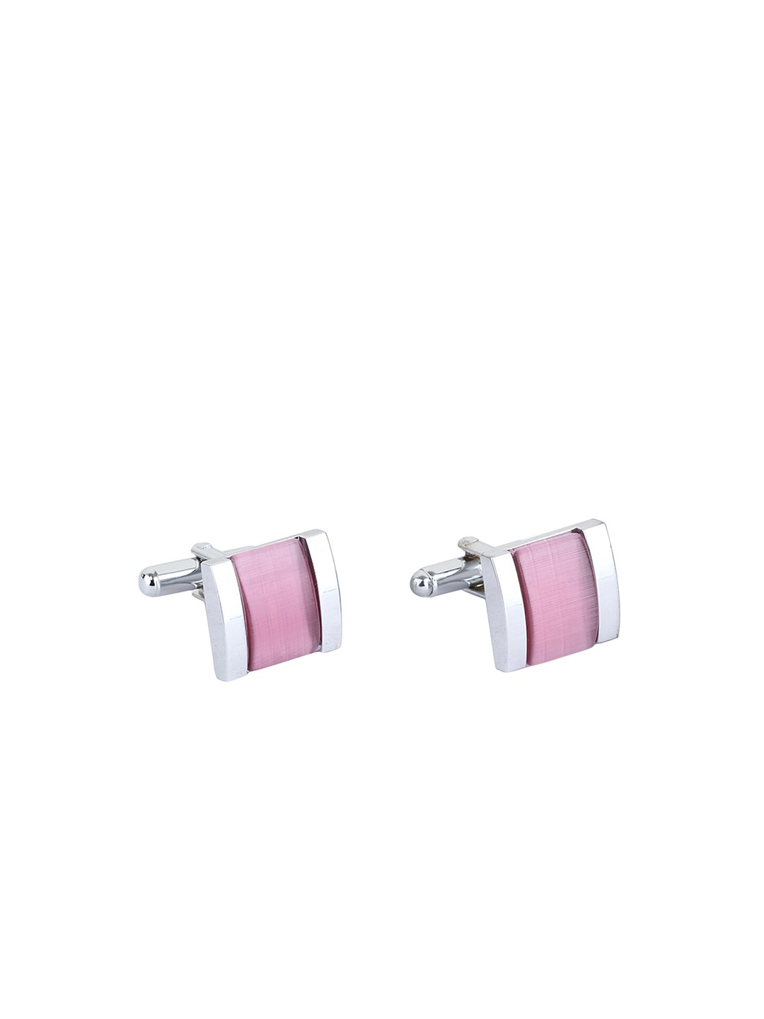 

Alvaro Castagnino Pink & Silver-Toned Square Cufflink