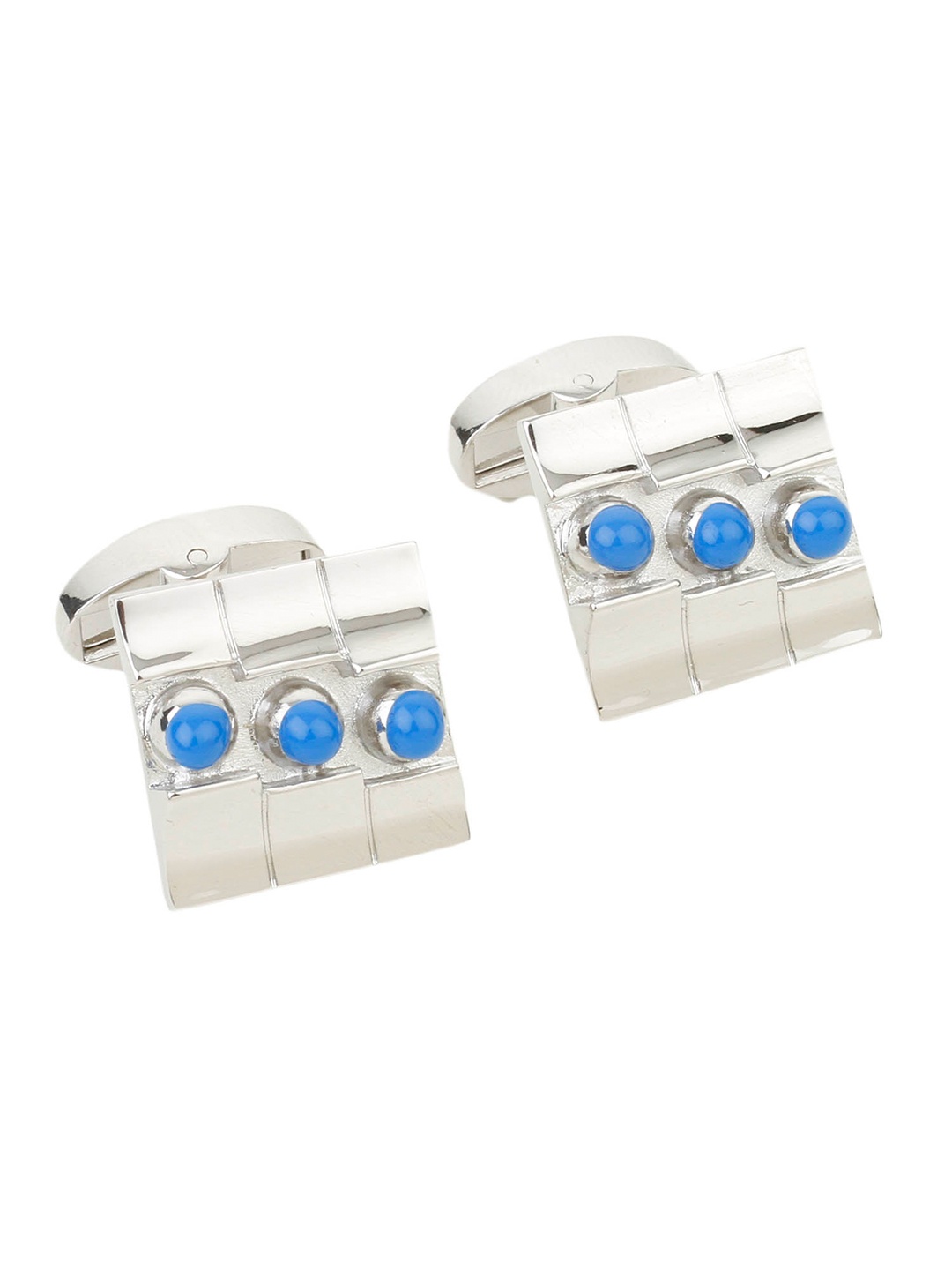 

Alvaro Castagnino Silver-Toned & Blue Square Cufflink