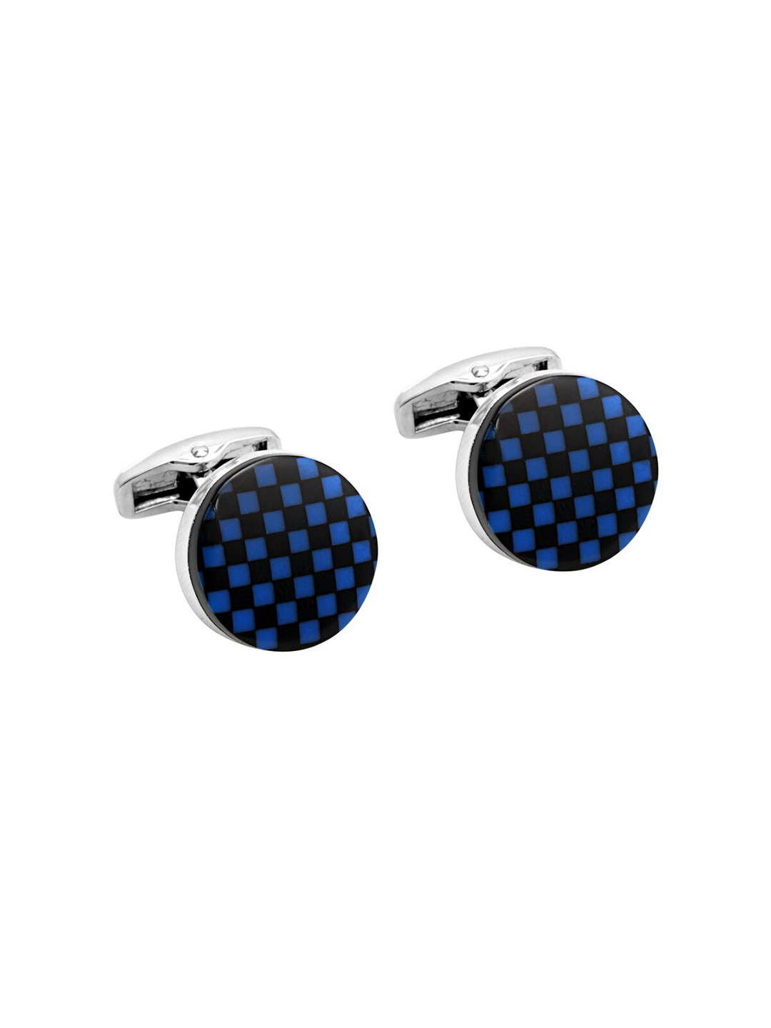 

Alvaro Castagnino Silver-Toned & Blue Round Cufflink