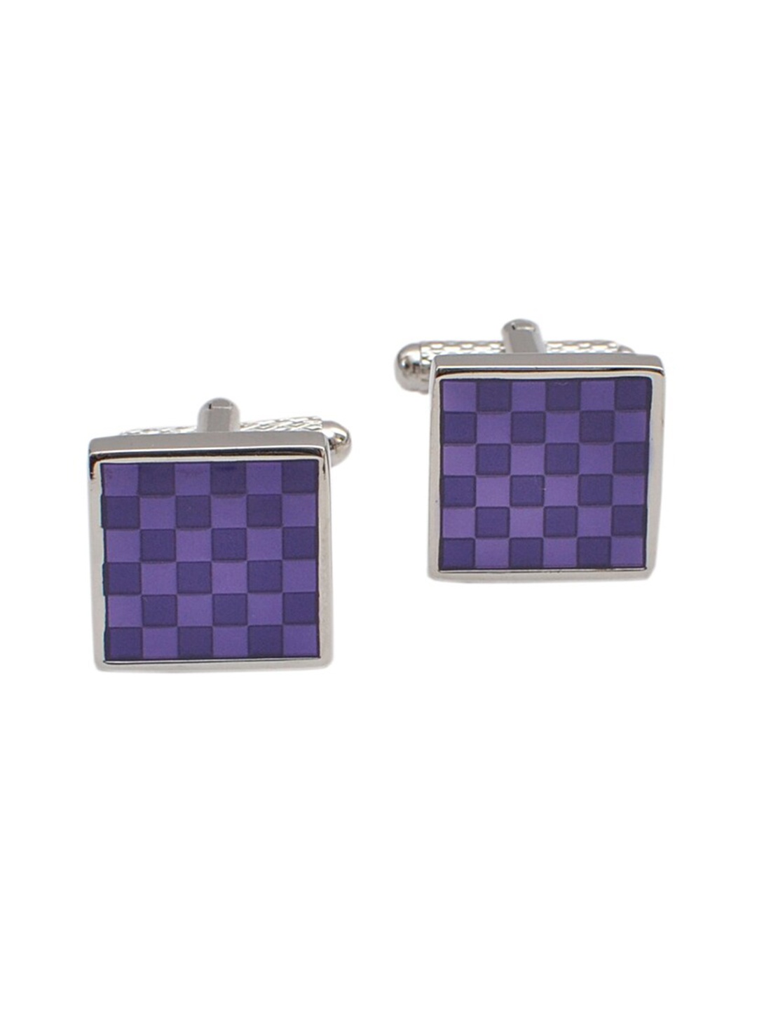 

Alvaro Castagnino Silver-Toned & Purple Checked Cufflink