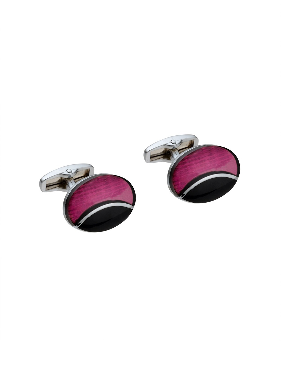 

Alvaro Castagnino Silver-Toned & Pink Oval Cufflink