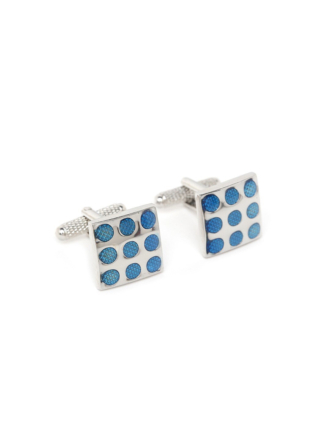 

Alvaro Castagnino Silver-Toned & Blue Square Cufflink