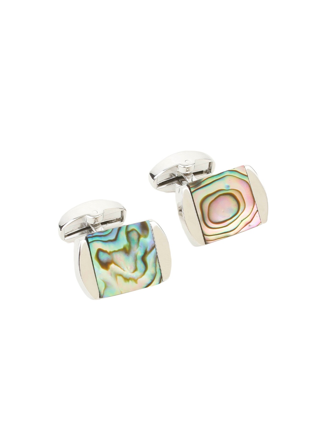 

Alvaro Castagnino Silver-Toned & Green Printed Cufflink