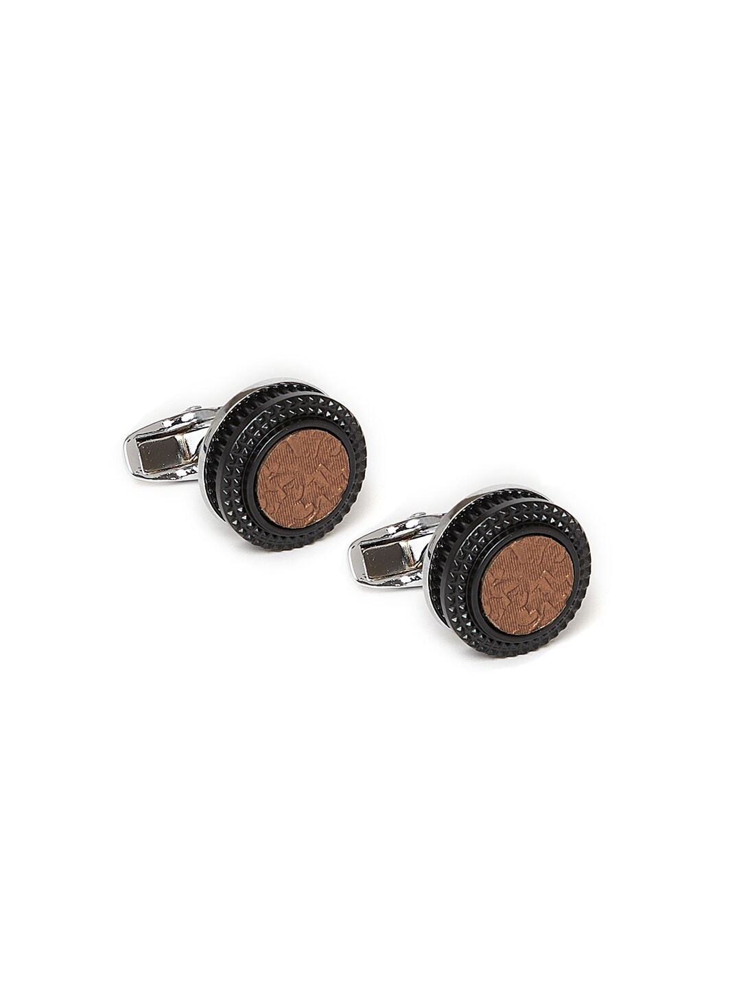

Alvaro Castagnino Silver-Toned & Black Cufflinks