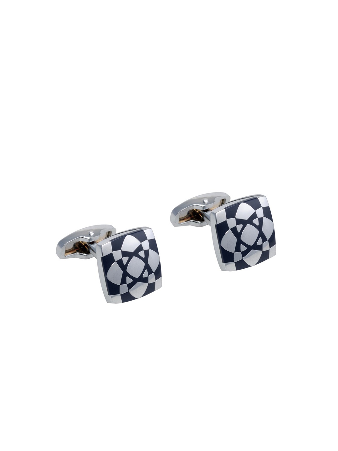 

Alvaro Castagnino Black & Silver-Toned Square Cufflink