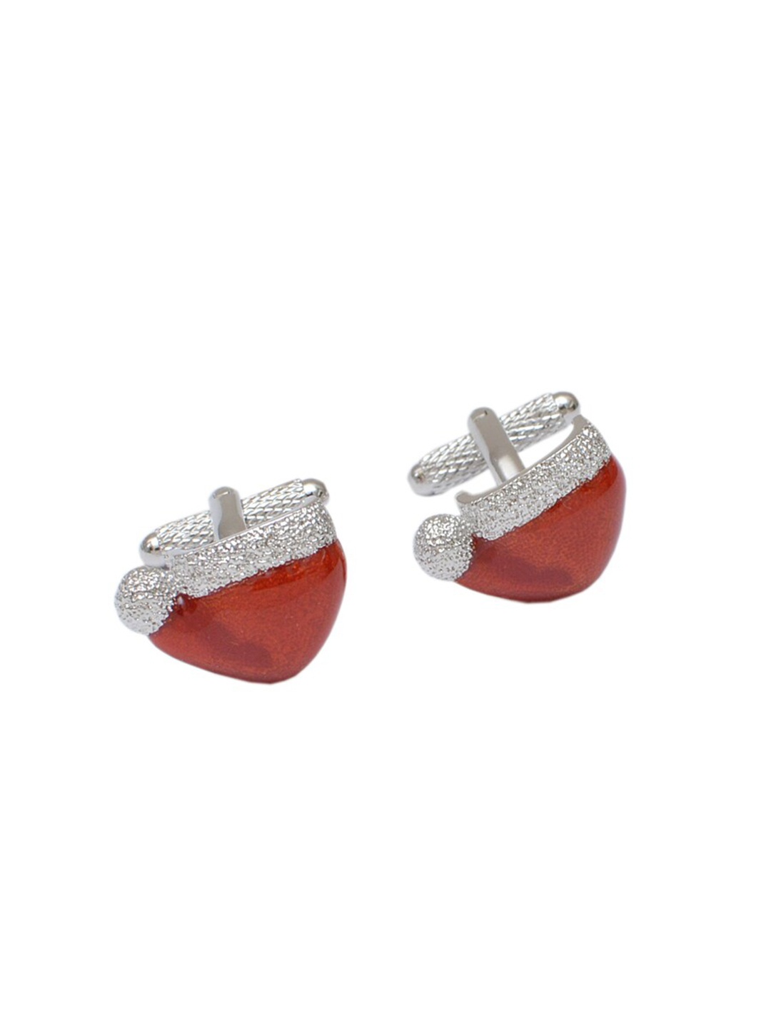 

Alvaro Castagnino Red & Silver-Toned Symbol Textured Cufflink