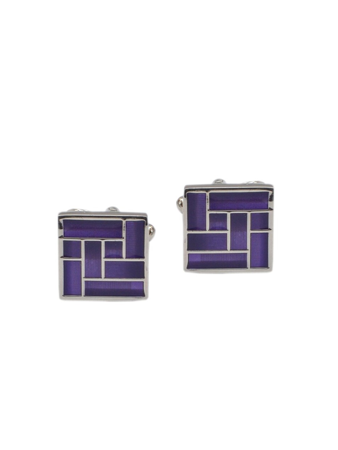 

Alvaro Castagnino Silver-Toned & Purple Square Cufflink