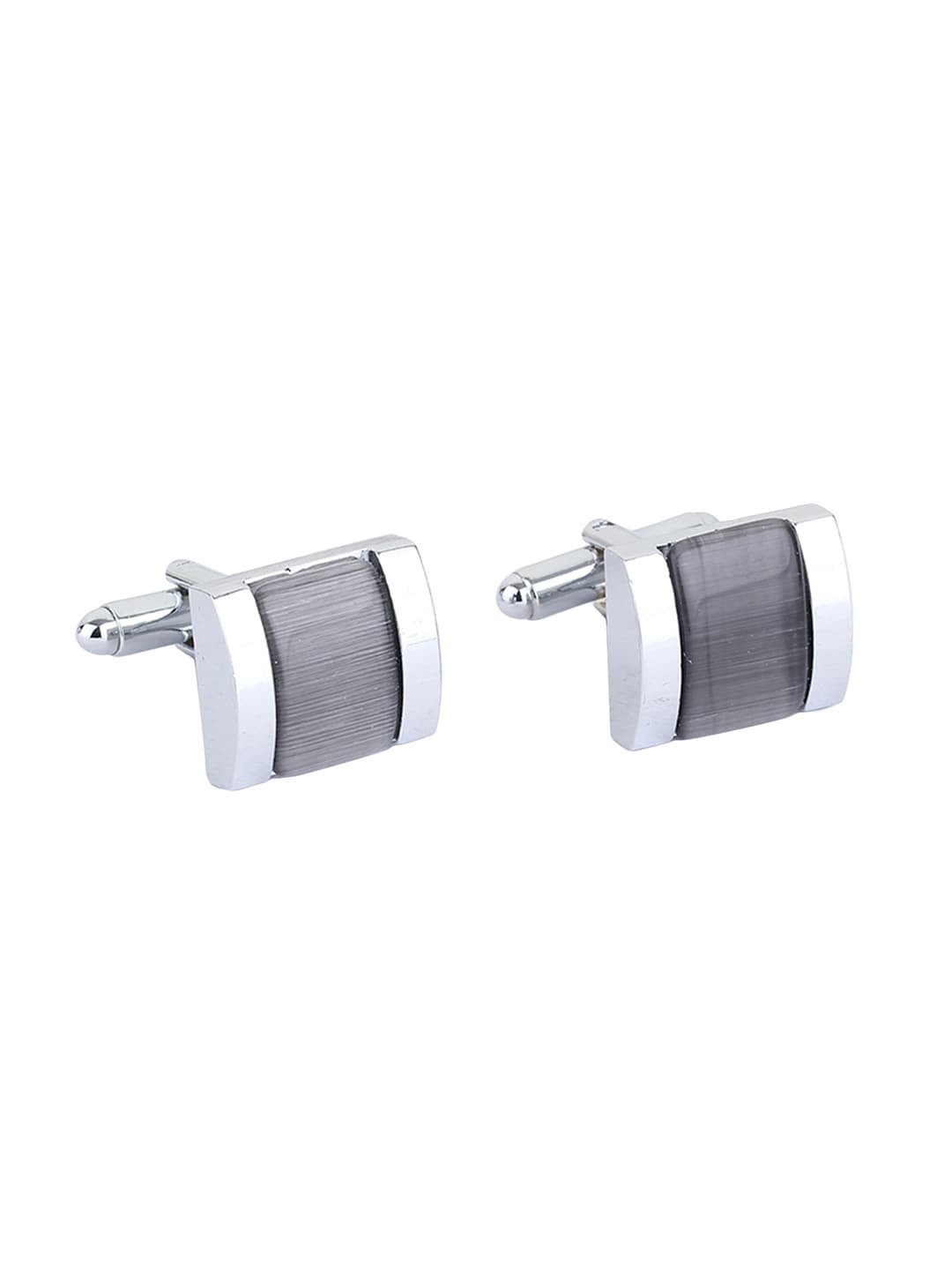 

Alvaro Castagnino Silver-Toned & Grey Rectangular Cufflink