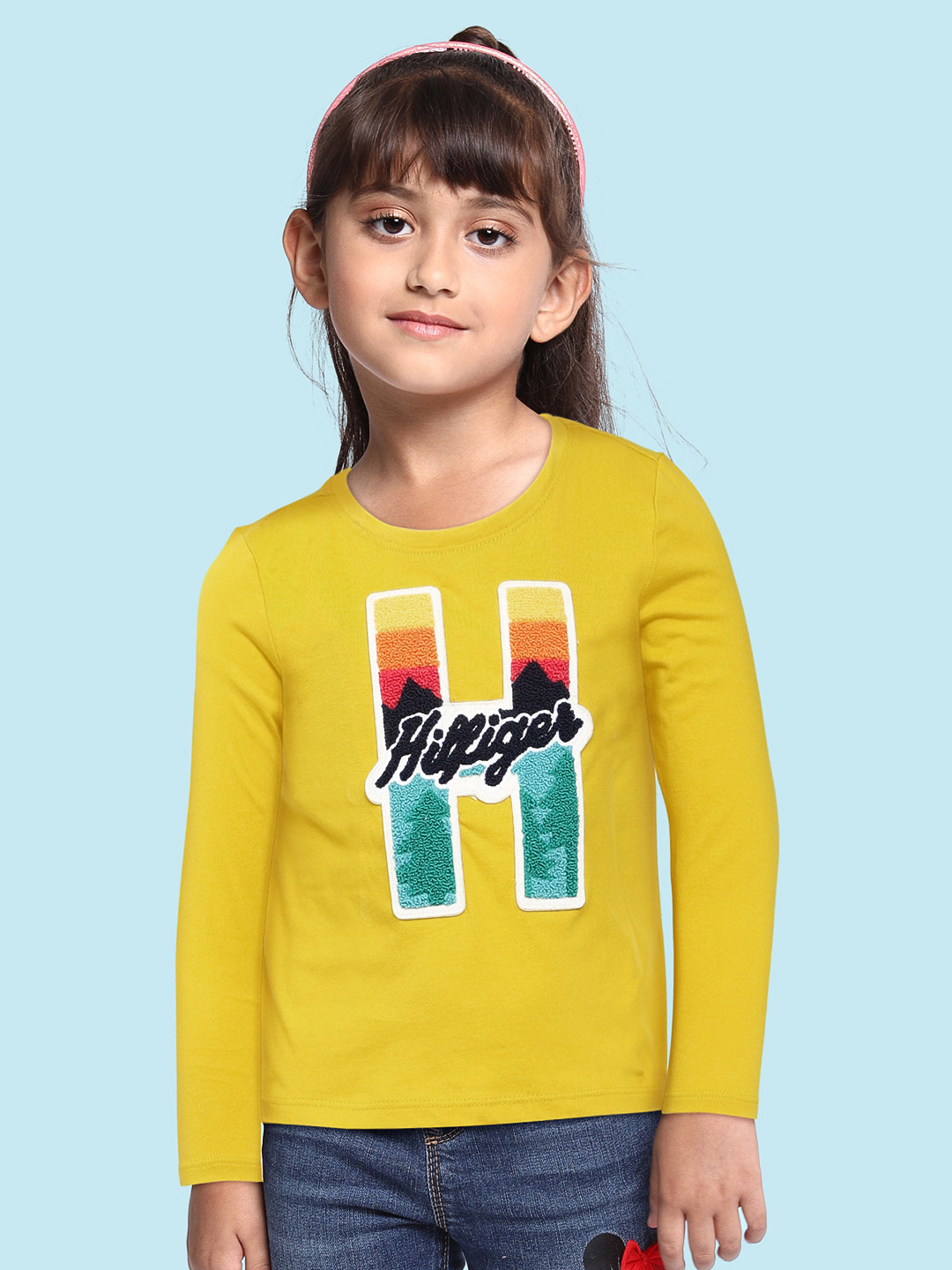 

Tommy Hilfiger Girls Yellow Pure Cotton Applique T-shirt