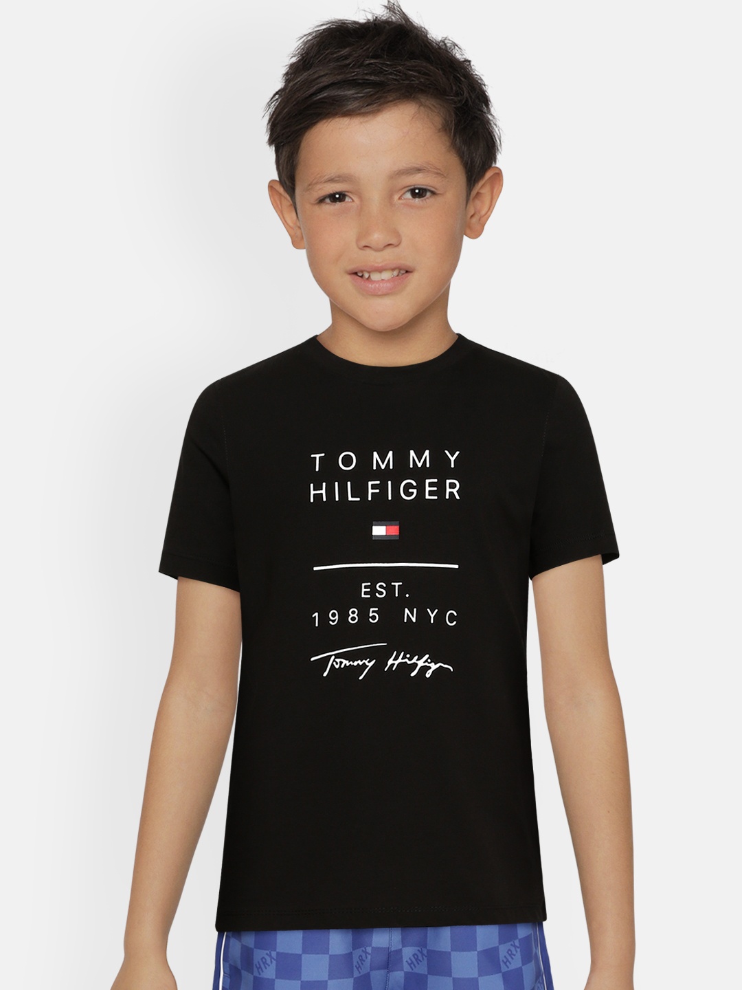 

Tommy Hilfiger Boys Black Typography Printed Organic Cotton T-shirt