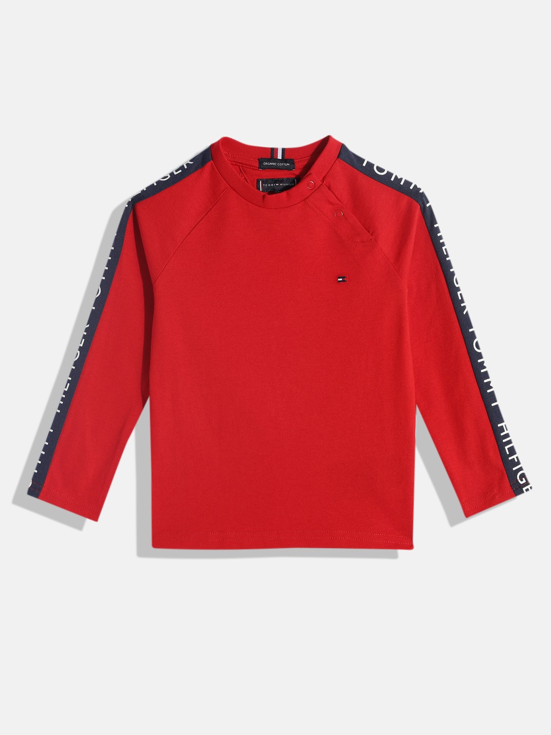 

Tommy Hilfiger Boys Red Brand Logo Printed Organic Cotton T-shirt