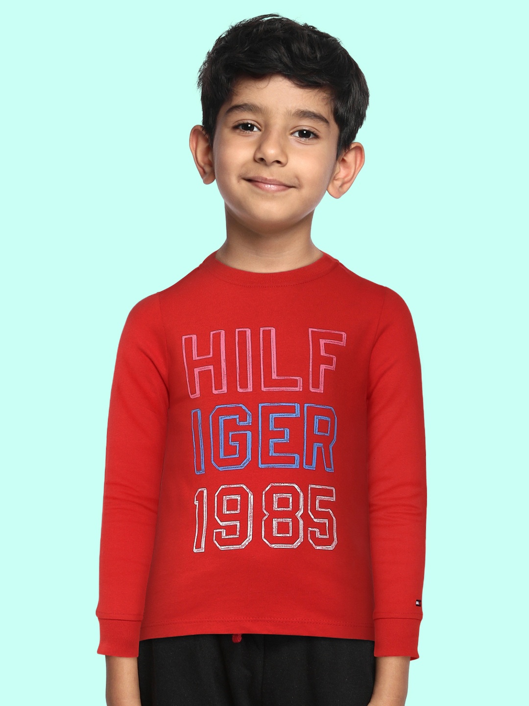 

Tommy Hilfiger Boys Red Printed Pure Cotton T-shirt