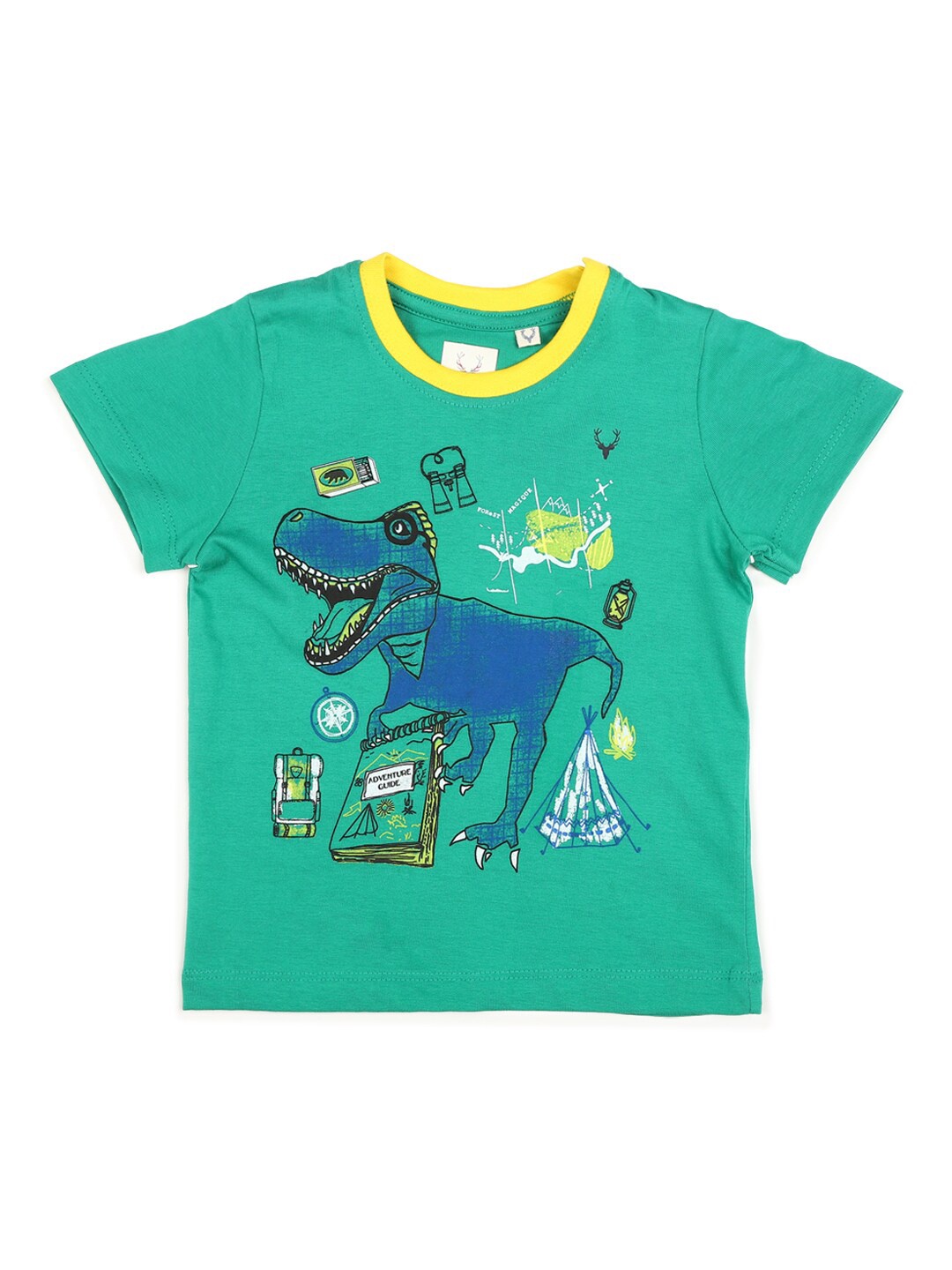 

Allen Solly Junior Boys Green Pure Cotton Graphic Printed Pure Cotton T-shirt