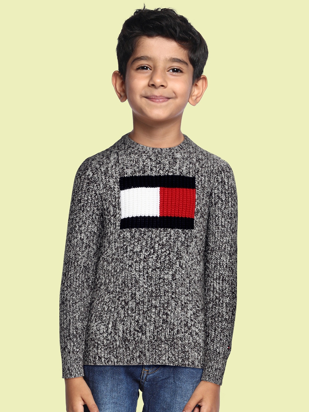 

Tommy Hilfiger Boys Black Self Design Pullover