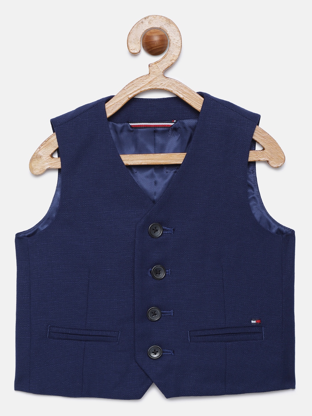 

Tommy Hilfiger Boys Navy Blue Solid Slim Fit Smart Casual Waistcoat