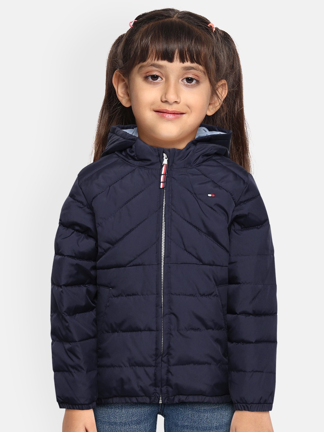 

Tommy Hilfiger Girls Navy Blue Solid KG HOUTEN Padded Jacket