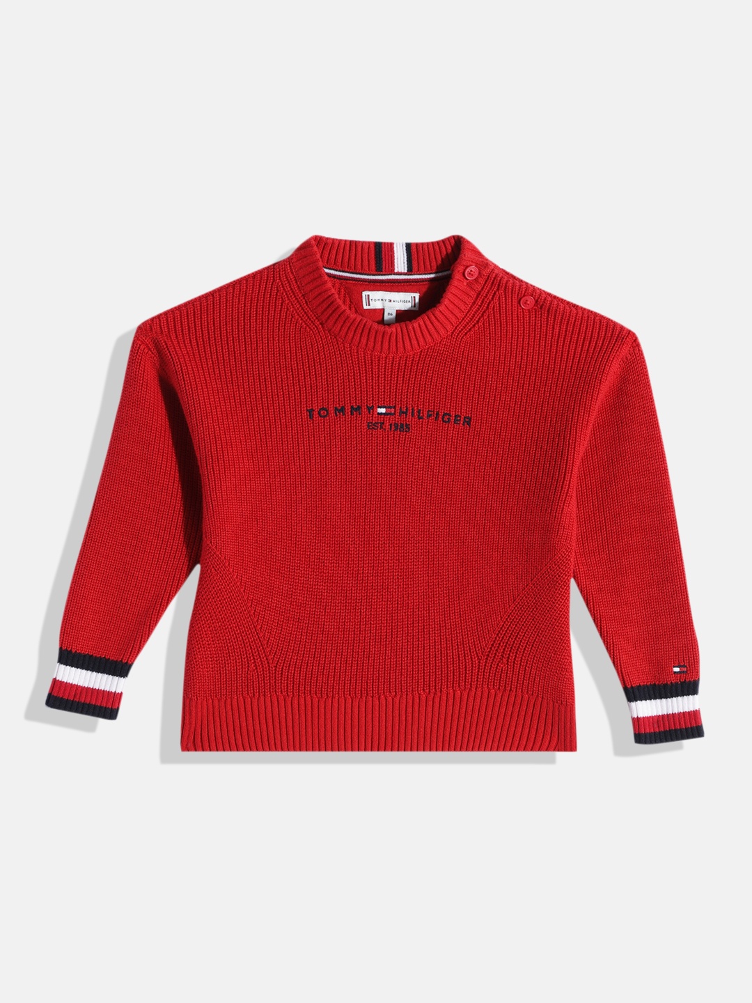 

Tommy Hilfiger Girls Red Self Design Pullover