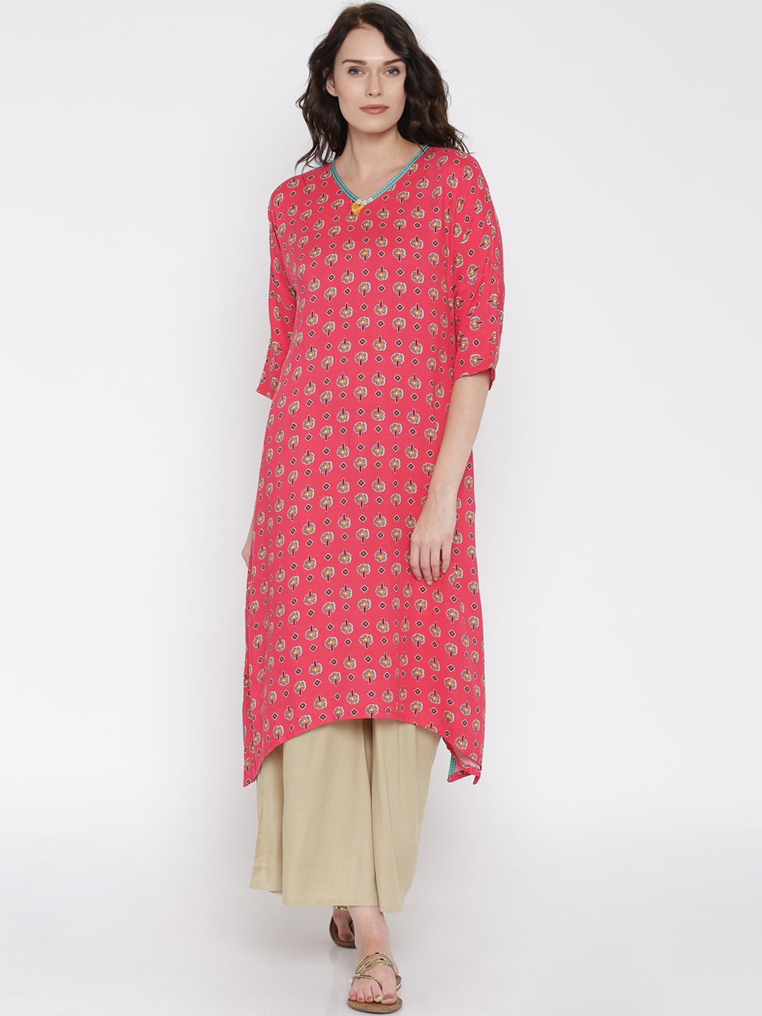 

Global Desi Women Pink Printed Kurta